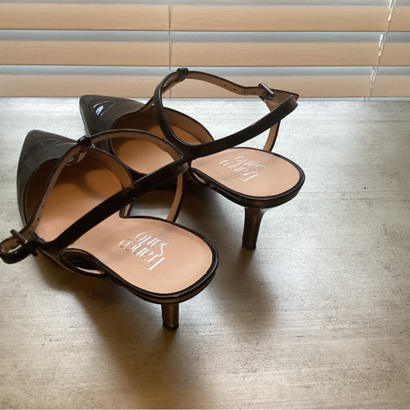 Franco Sarto Black Heels with Pointed Toe and Ankle Strap - Picture 4 of 6